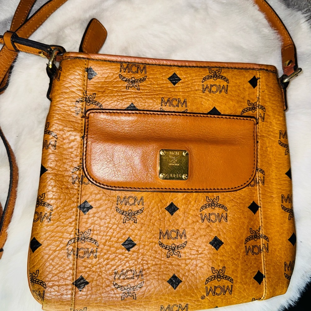 MCM Cognac Visetos Monogram Crossbody Bag - Picture 2 of 15